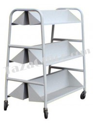 Double Sided Book Trolley (3" Castor Wheel) with 3 Slopping Shelves